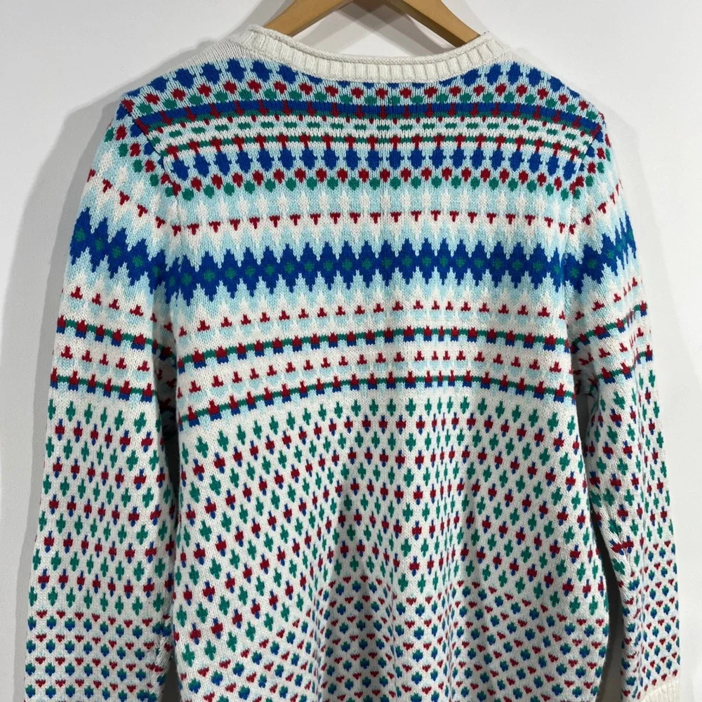Lands End Fair Isle Crew Neck Sweater Cotton Wool Blend Women XL Multi Color Ski - Picture 5 of 9